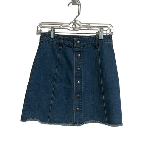 Harper Skirt Women S Denim Button Front 90s Mini High Waist Collegiate Preppy - Picture 1 of 4